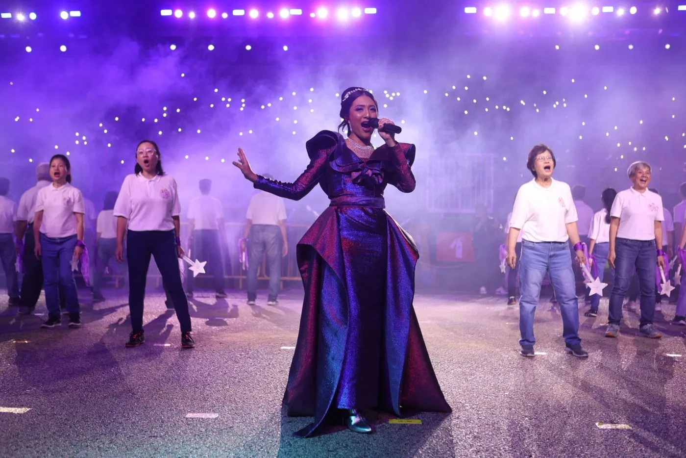 Live performance on stage at a Singapore gala dinner and dance